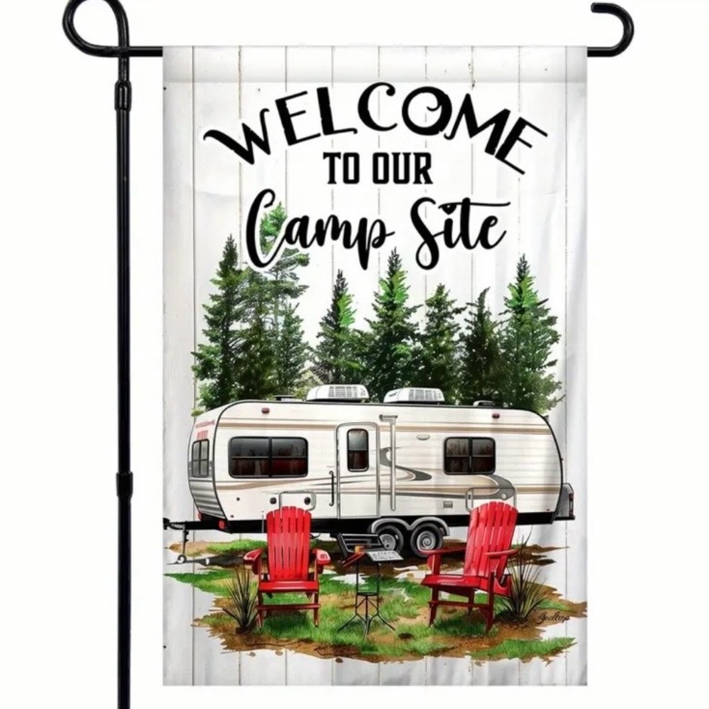 Welcome to Our Camp Site Flag Garden Flag, NEW
